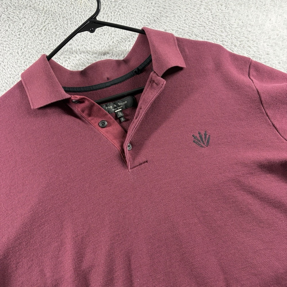 Rag & Bone Textured Polo Sweater Shirt Mens XL Burgundy Red Short Sleeve Collar